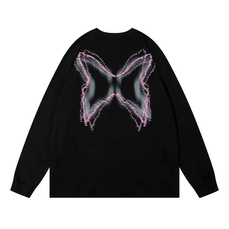Title 10, Mens Fashion Casual Butterfly Printed Long-sle...