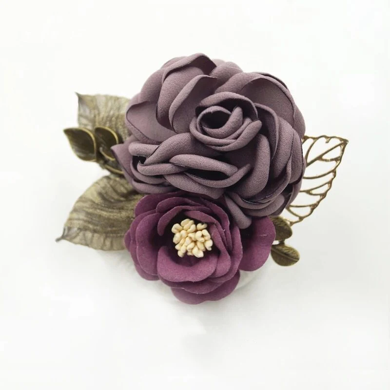 Broche corsage de flor de tecido, para usar em xales, pinos e ornamentos de carreira. Adicione um toque sofisticado ao seu visual. — foto 10