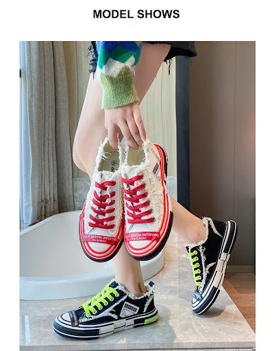 Title 8, Ladies canvas shoes featuring platform soles an...