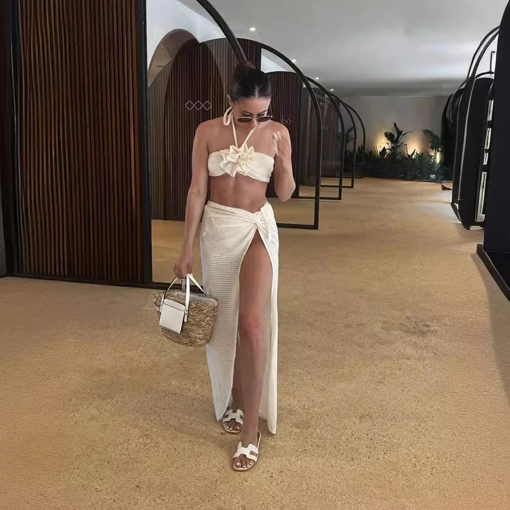 Title 6, Girls Apricot Sleeveless Tube Top & Slit High ...