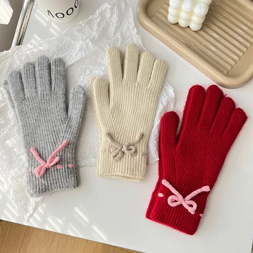 Title 9, Autumn And Winter New Bow Pure Color Warm Keepi...