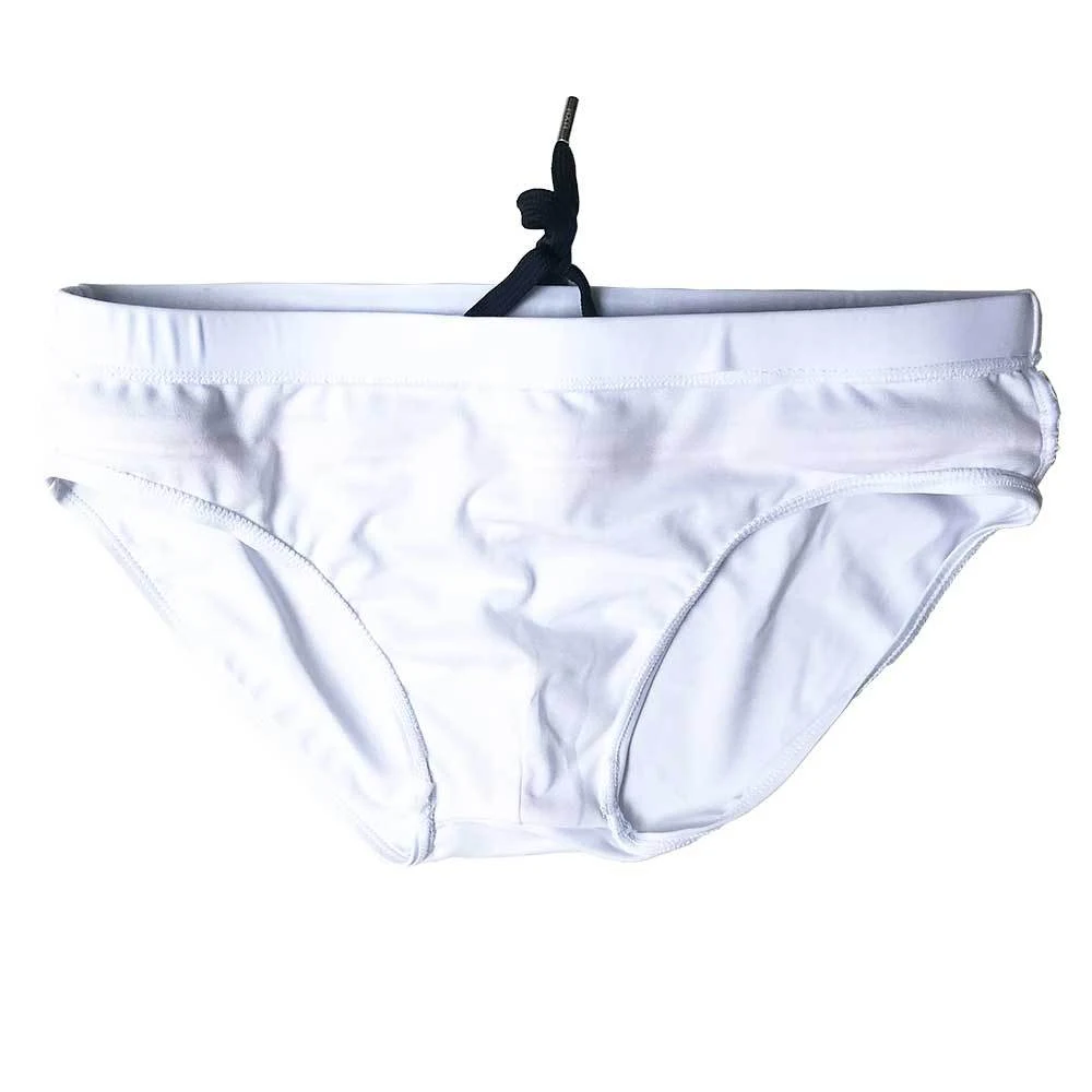 Title 4, Mens White Triangle Nylon Skinny Swim Shorts f...