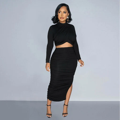 Title 3, Womens Fashion Solid Color Pleated Round Neck ...