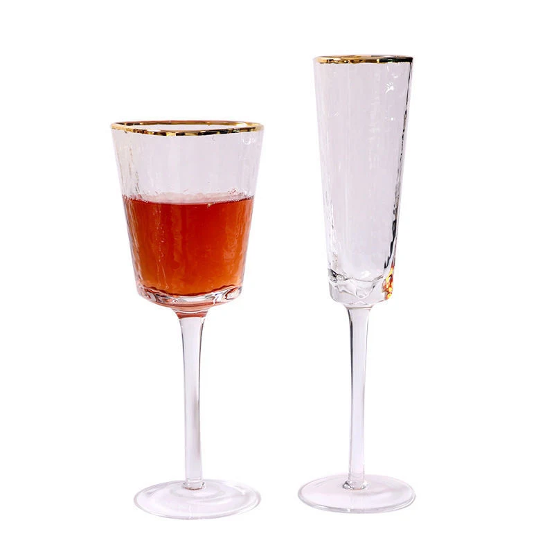 Creative Hammer Champagnerglas Golden Edge Kristall Exquisites Design für luxuriöse Anlässe. Genieße Champagner stilvoll. Perfekt für Feiern. — foto 3
