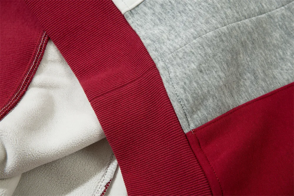 Moletom com capuz, patchwork contrastante em estilo europeu e americano, escovado, perfeito para um visual moderno e confortável. — foto 18