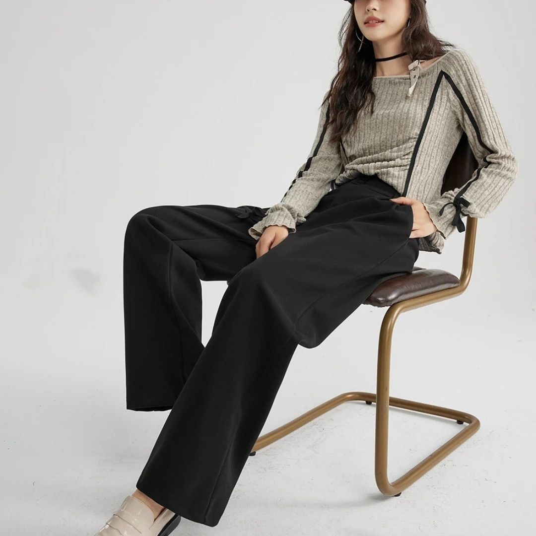 Autumn and Winter Thick Suit Woolen High Waist Slimming Drooping Straight Loose Casual Pants for comfortable style and f — photo 11