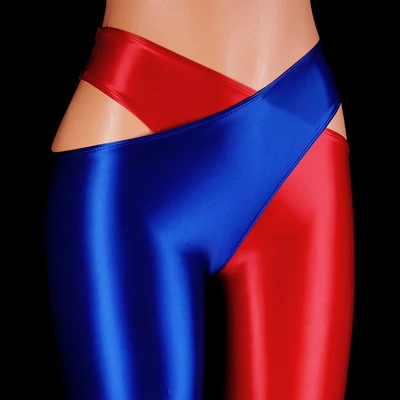 Title 5, Leggings brilhantes patchwork color cruzado abe...