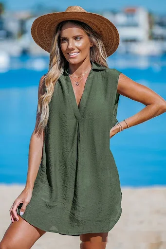 Title 2, European And American Shirt Deep V Neckline Sol...