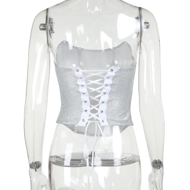 Espartilho tubular feminino, top brilhante, bandagem emagrecedora, roupas nas costas — foto 1