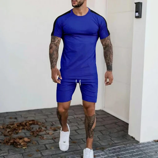 Title 1, Mens Short Sleeve Shorts Suit for Sports and F...