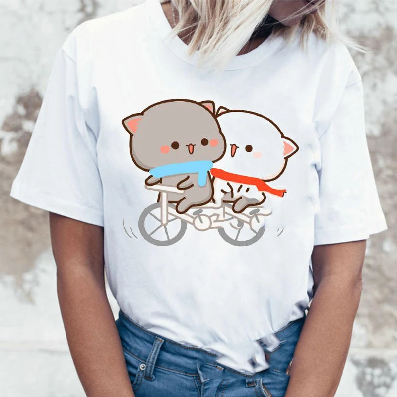 Cat Blowing Fan Print Men And Women Short Sleeves — photo 3