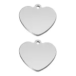 Colar pingente coração de pêssego brilhante em aço inoxidável. Coração metálido. Tag pet em aço titânio. Ideal para presentes e uso diário. — foto 3