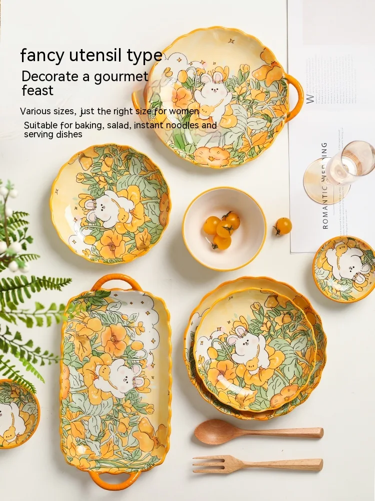 Title 4, Cartoon Ceramic Large Plate with Handles Great ...