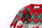 Suéter tejido de manga larga con diseño de ciervo y rombos a cuadros. Cálido y elegante, ideal para otoño e invierno. Perfecto para un look casual con estilo. — foto 3