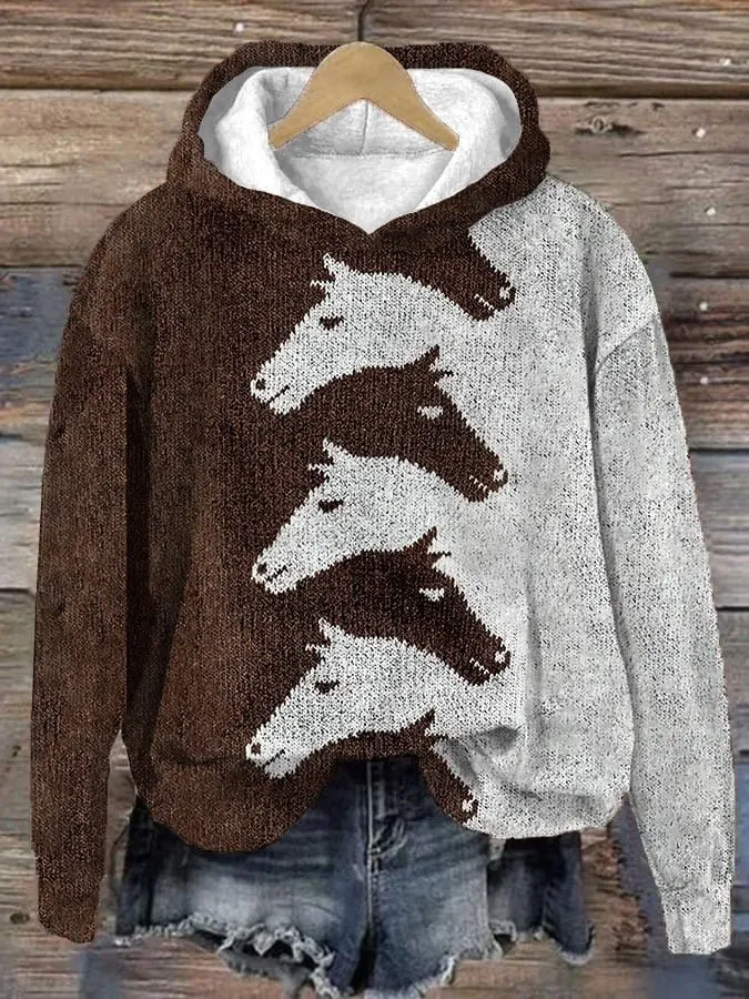 Maglione da donna con cappuccio con stampa animalier — foto 5
