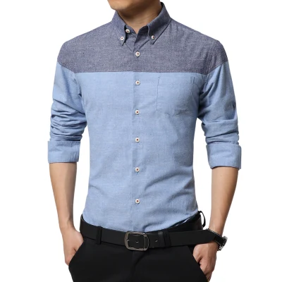 Title 2, Camisa masculina de manga longa com gola abotoa...
