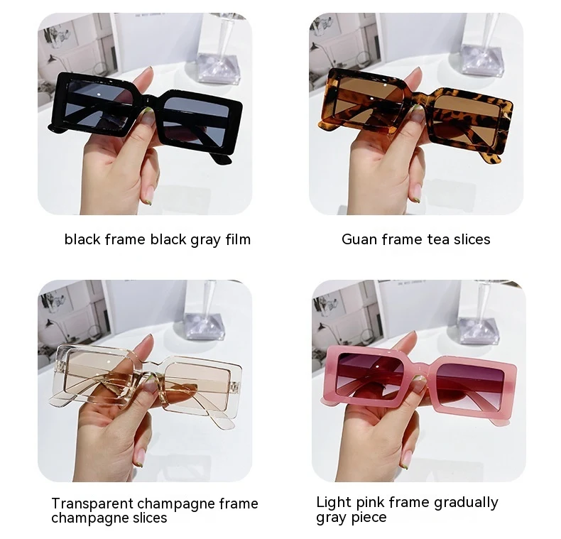 Title 3, Stylish Beach Jelly Color Square Frame Sunglasses