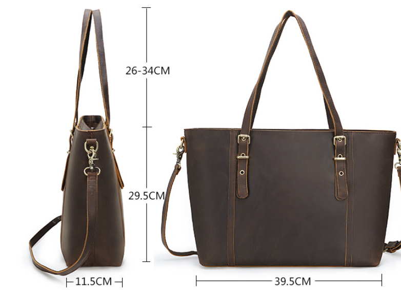 Bolsa de ombro feminina em couro genuíno estilo vintage, bolsa tote de couro, elegante e durável, ideal para uso diário e ocasiões especiais. — foto 1