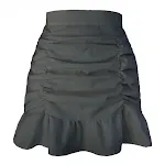 Falda con volantes y cremallera, de color liso, cola de pez, realza trasero y cadera, para un look elegante y femenino. — foto 2
