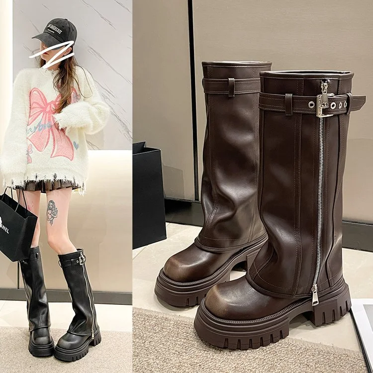 Botas Femininas Western Marrons com Solado Elevado Conforto e Estilo para um Visual Moderno e Sofisticado, Perfeitas para Você — foto 7