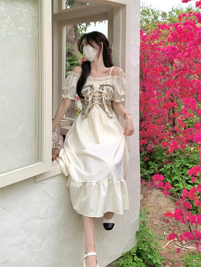 Vestido francés con tirantes descubiertos para mujer Elegante y cómodo Ideal para fiestas y ocasiones especiales Diseño moderno y favorecedor — foto 6
