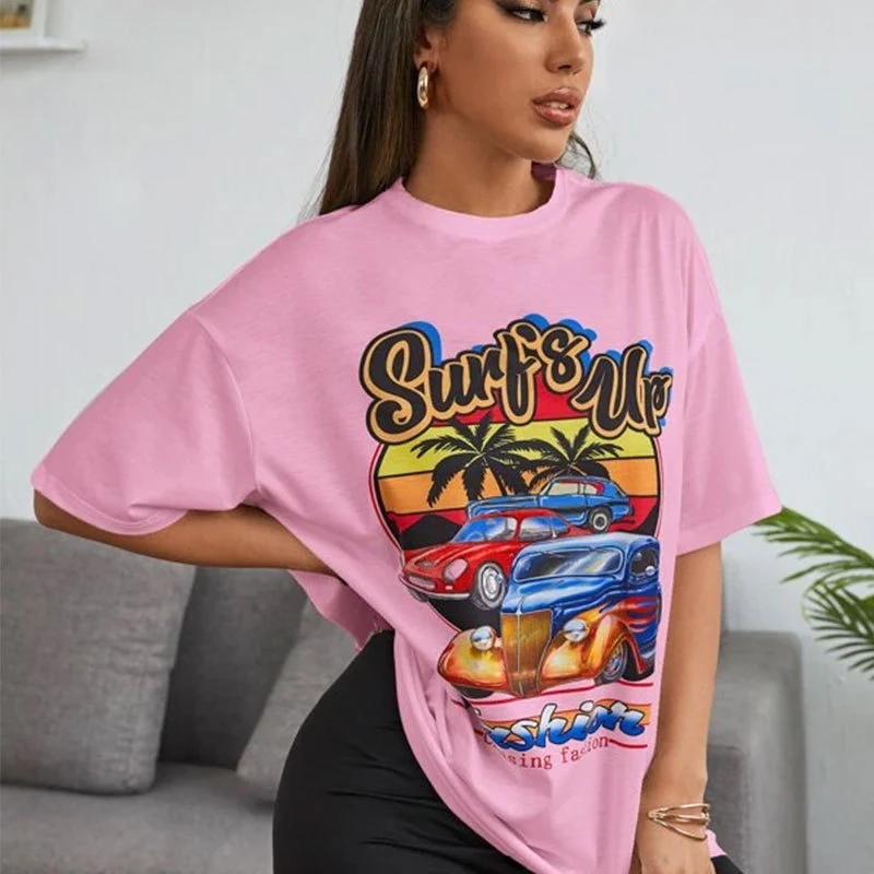 Title 14, Summer Short-sleeved Top Harajuku Ladies perfec...