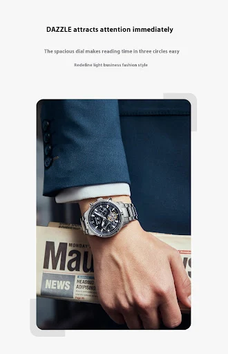 Title 2, Relógio de moda multifuncional vazado masculino...
