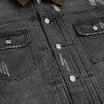 Jaqueta Jeans Denim Workwear Desbotada e Desgastada para Trabalho Pesado Conforto e Durabilidade para um Visual Autêntico e Resistente — foto 16