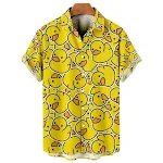 Camisa Havaiana Masculina Pequena com Estampa de Patinhos Amarelos. Ideal para o verão, praia e momentos de lazer com estilo e conforto. — foto 2
