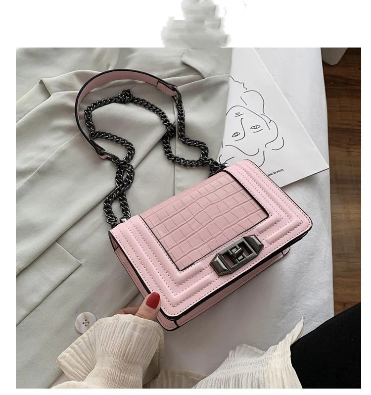 Retro Krokodilpatroon Kleine Vierkante Tas Ins Populaire Modeketting Schoudertas Diagonaal Compact en Modieus Draagcomfort — foto 2