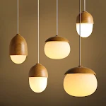 Lustre de noz moderno minimalista com efeito de madeira. Ilumine seus espaços com elegância e sofisticação, ideal para salas e jantar. — foto 9