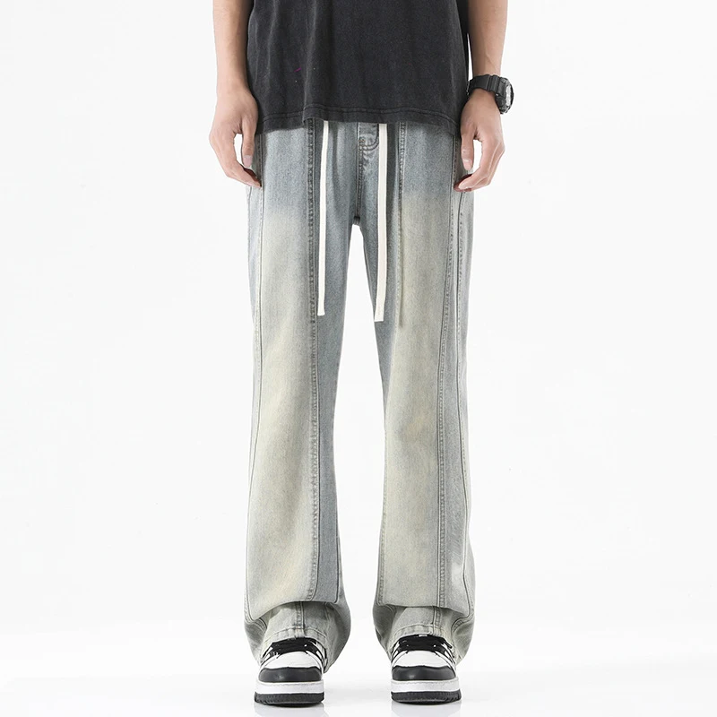 American Fashion Personality Stitching Jeans Men Modern Fit Comfortable Durable Stylish Pants Classic Design Everyday We — photo 6