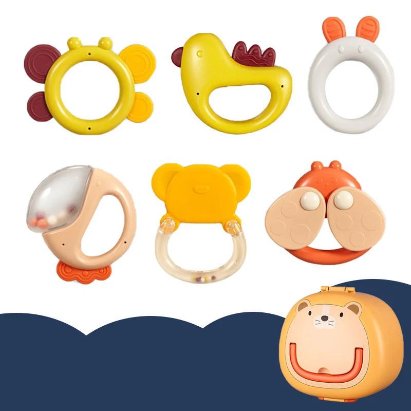 Conjunto Caixa de Presente Brinquedo Chocalho Plástico Bebê Estimula Desenvolvimento Seguro Macio Ideal Presentear Recém-Nascido — foto 19