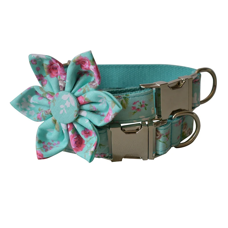 Green Rose Dog Collar and Leash Set. This pet collar ensures comfort and safety. Enjoy peaceful and stylish walks with y — photo 5
