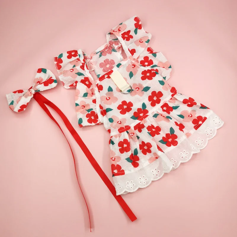 Title 4, Pet Dog And Cat Print Floral Dress, a stylish a...