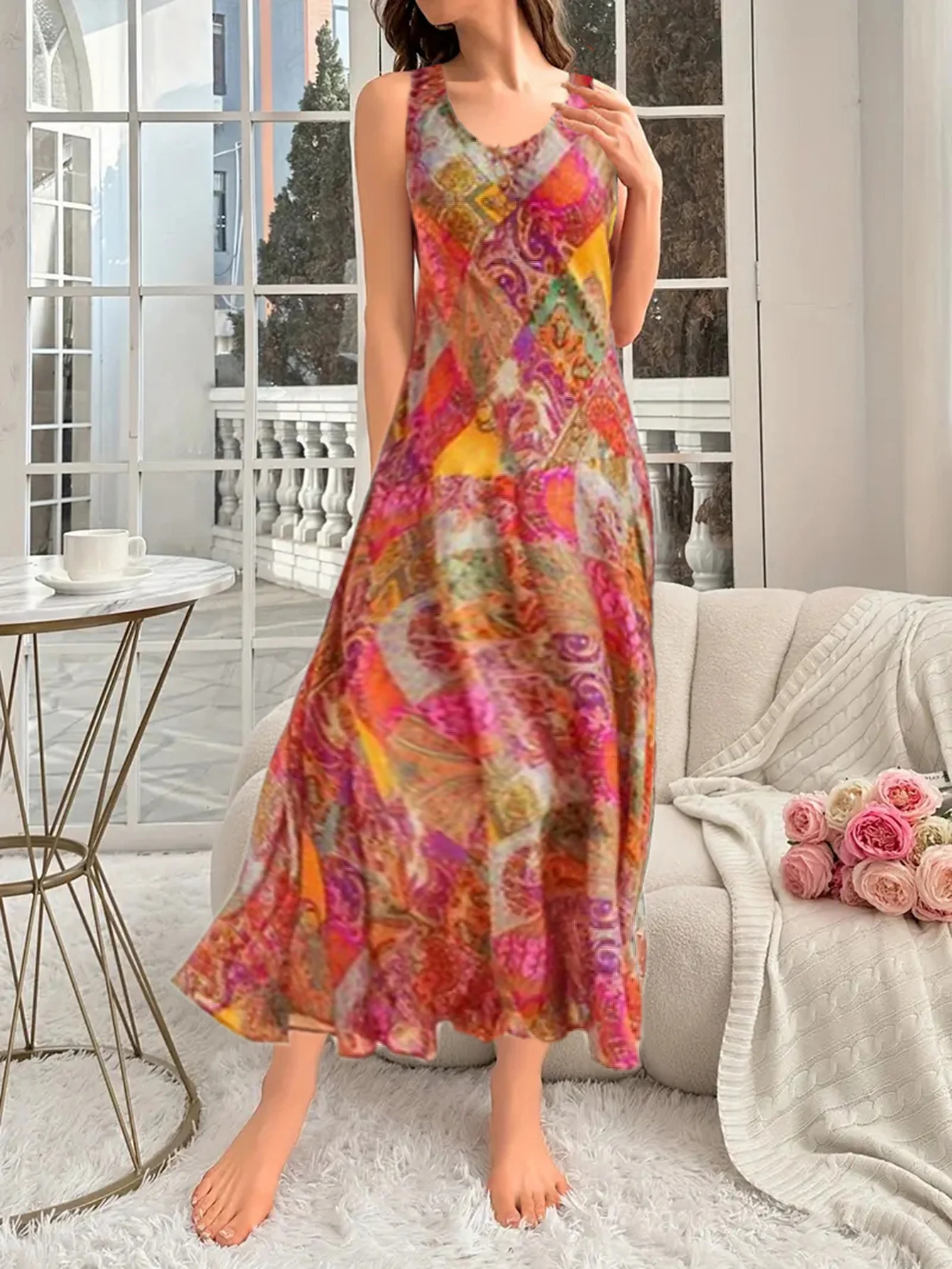 Title 10, Polyester Womens Clothing Printing Slip Dress