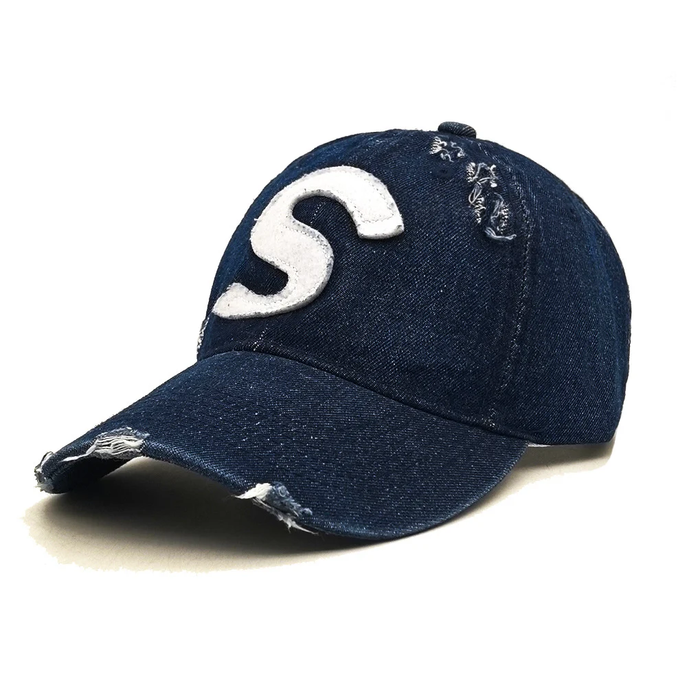 Title 3, Soft Top Denim Baseball Cap Korean Couple Casua...