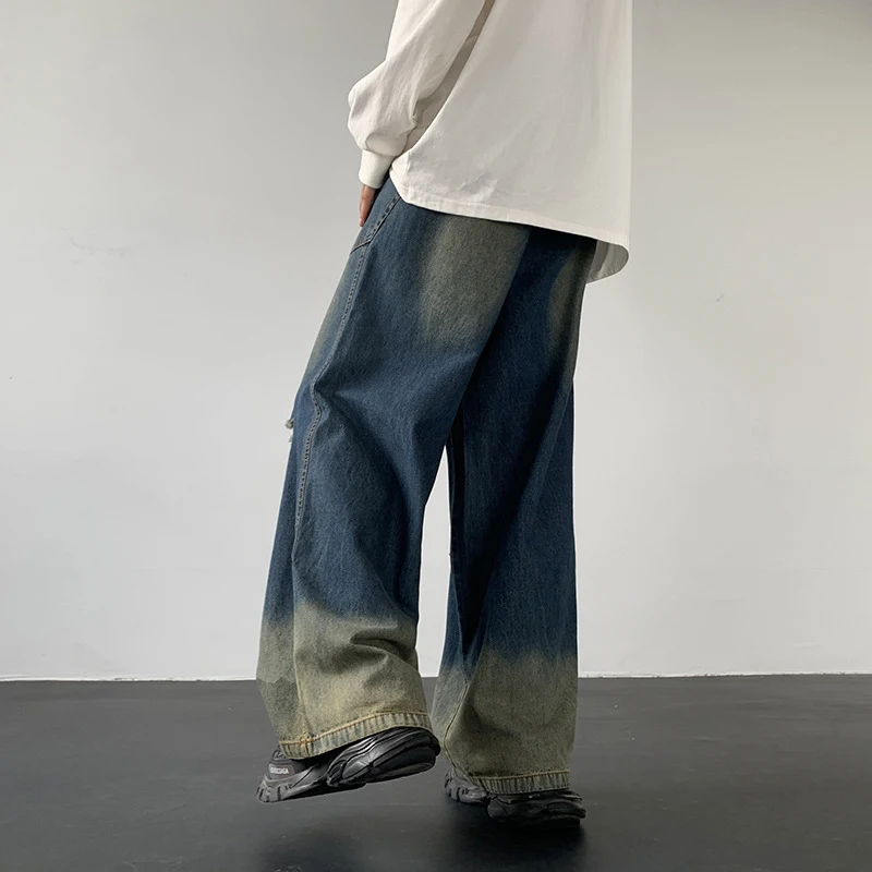 Trendy Gradient Denim Loose Street Straight Pants, a relaxed fit for effortless street style. Comfortable, versatile, an — photo 5
