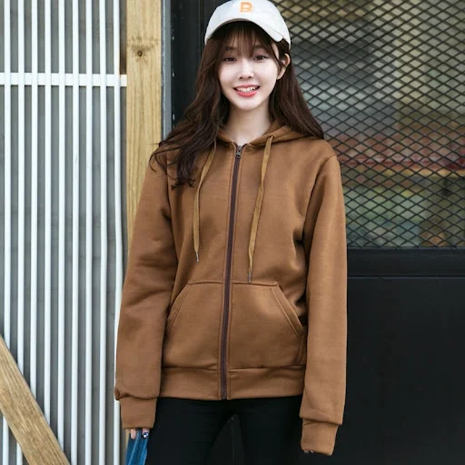 Title 2, Hooded Cardigan Long Sleeve Solid Color Sweatshirt