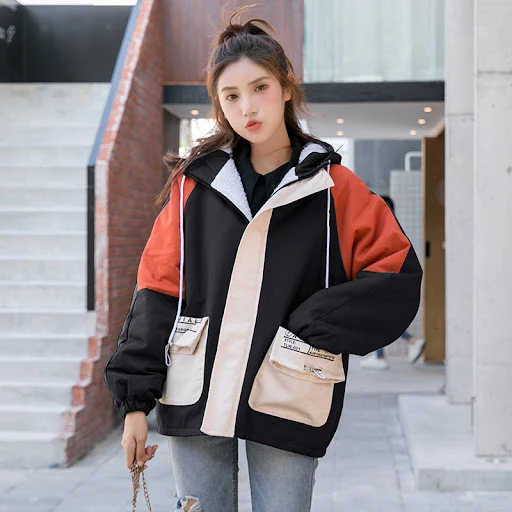 Title 4, Korean Style Bf Wind Loose Padded Hooded Jacket
