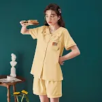 Conjunto de pijama curto Love Lapel para casa, roupas com shorts, perfeito para relaxar em casa, conforto e estilo para noites tranquilas. — foto 3
