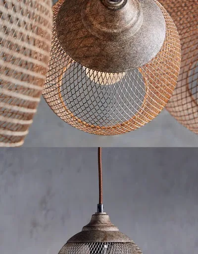 Title 5, Retro Industrial Style Iron Iron Net Chandelier
