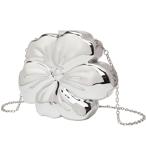 Title 5, Pochette donna a fiori con tracolla a catena, a...