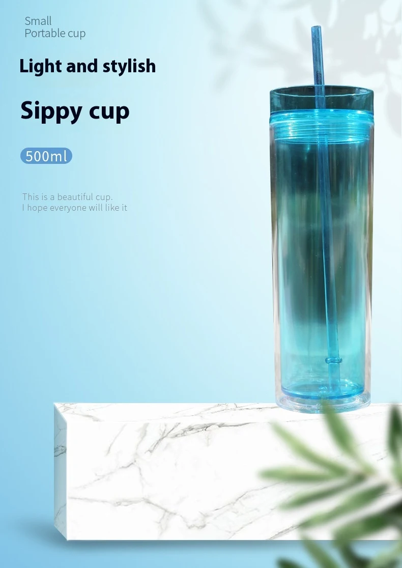 Straight Large Capacity Double Layer Cup With Straw Keeps drinks cold or hot longer Great for travel and everyday use En — photo 1