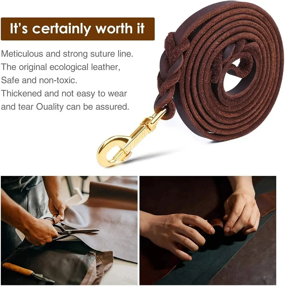 Title 3, Genuine Leather Dog Leash Dogs Long Leashes Bra...