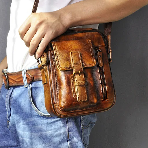 Title 7, Bolsa de ombro casual de moda em couro bovino d...