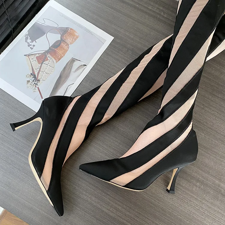 Title 13, Pointed High Heel Over The Knee Boots with Elas...