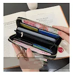 Long Zip Wallet featuring Hawaiian Lily Floral and Multicolor Leopard Print. Provides ample storage and stylish design, — photo 5