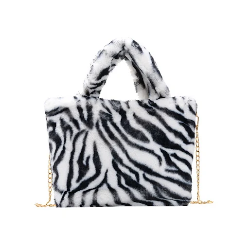 Title 2, Bolsa de ombro de leopardo de pelúcia macia, es...