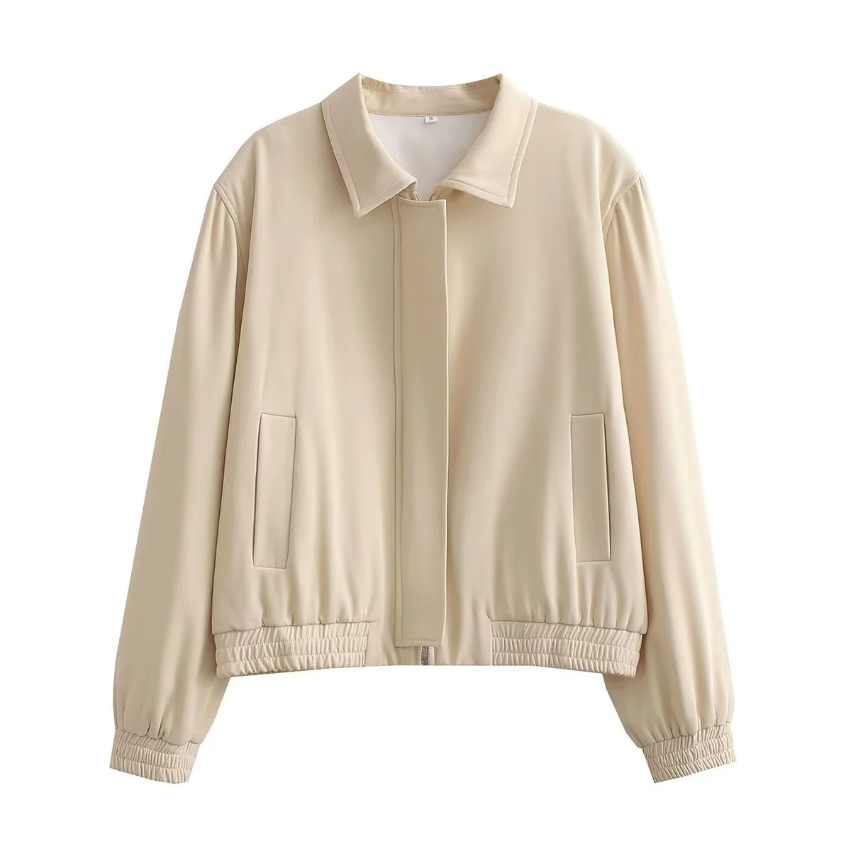Giacca donna con zip e risvolto, stile europeo e americano per la primavera. Comoda ed elegante, perfetta per ogni occasione, un must-have. — foto 6